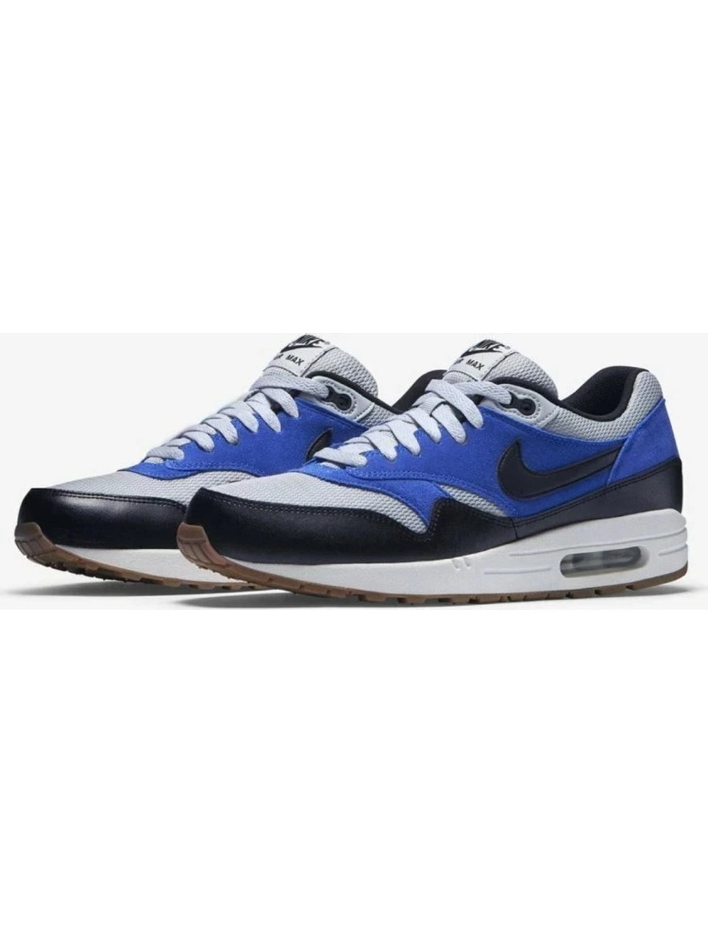 NIKE Air Max1 Essential Men's Sneakers Grey Mist/Black-Lyon Blue 9.5 VGC